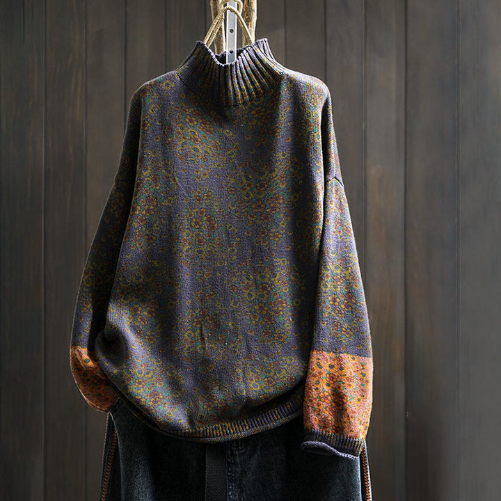 Buddha Stonesレディース ニット フローラル コットン リブヘム 長袖 モックネック セーター - インジゴ - US4-6、 UK/AU8-10、 EU36-38 (F) - image 18