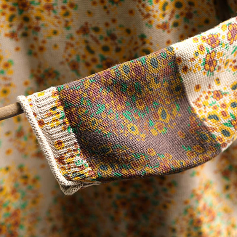 Buddha Stonesレディース ニット フローラル コットン リブヘム 長袖 モックネック セーター - image 8