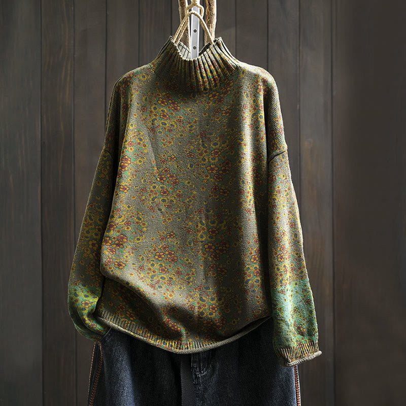 Buddha Stonesレディース ニット フローラル コットン リブヘム 長袖 モックネック セーター - オリーブ - US4-6、 UK/AU8-10、 EU36-38 (F) - image 20