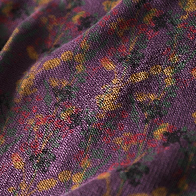 Buddha Stonesニット植物柄長袖モックネックレディースコットンセーター - image 12