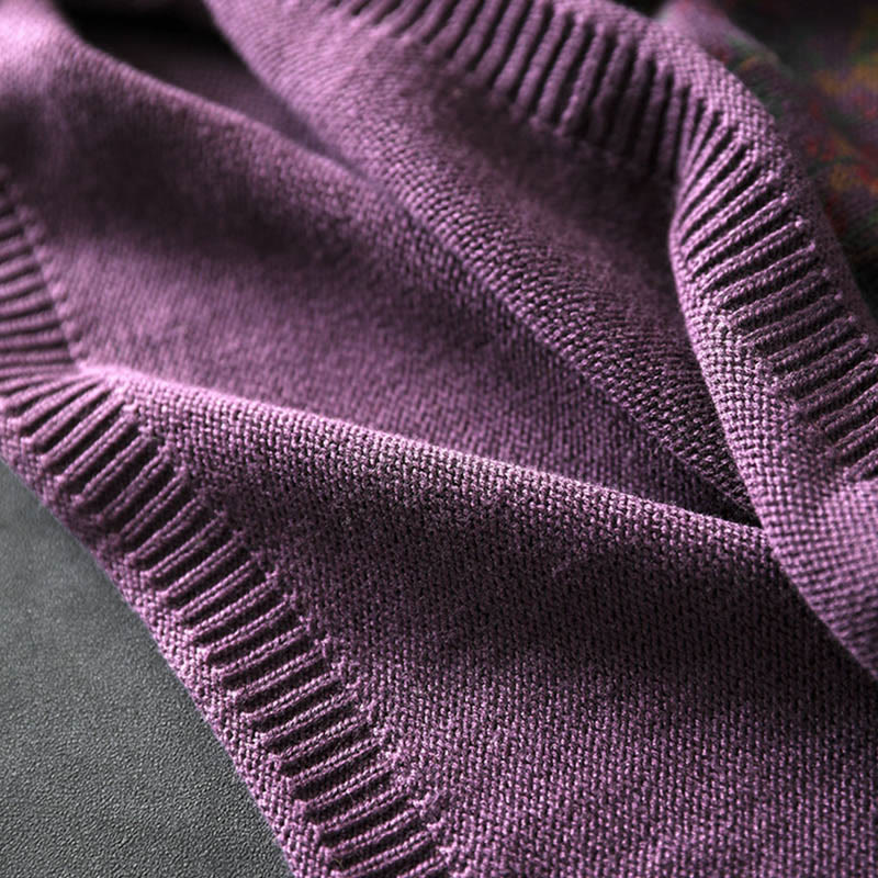 Buddha Stonesニット植物柄長袖モックネックレディースコットンセーター - image 15