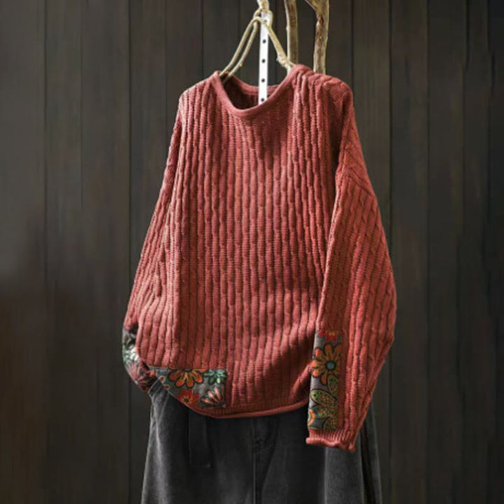 Buddha Stonesの冬用パッチワークデザイン長袖クルーネックレディースセーター - トマト - US4-12、 UK/AU8-16、 EU36-44 (F) - image 9