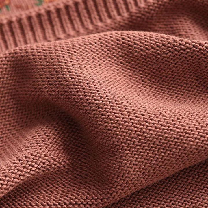 Buddha Stones秋 プリント 花柄 長袖 モックネック レディース ニット コットン セーター - image 5