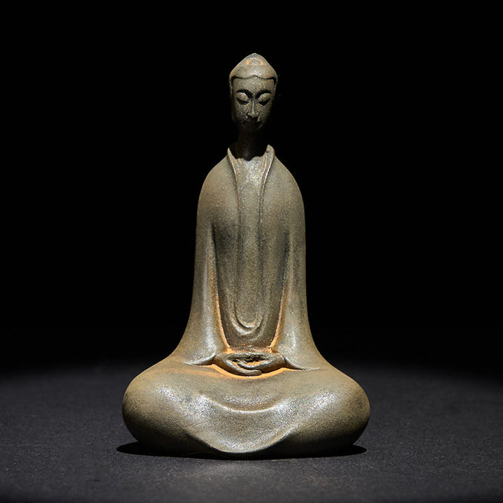 Buddha Stones手作り 釈迦牟尼仏 鉄粉 錆 鋳造 樹脂 像 家の装飾 - 錆釈迦牟尼仏 9.5*5.8*3.6cm - image 0