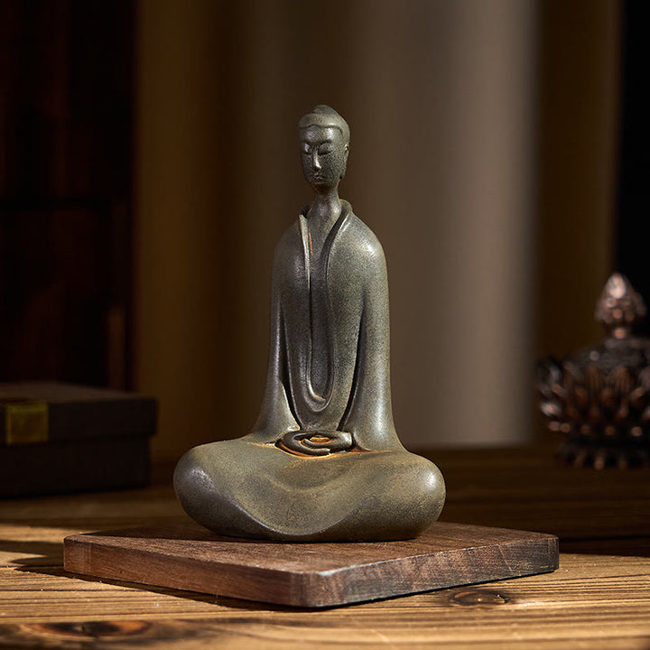 Buddha Stones手作り 釈迦牟尼仏 鉄粉 錆 鋳造 樹脂 像 家の装飾 - image 10