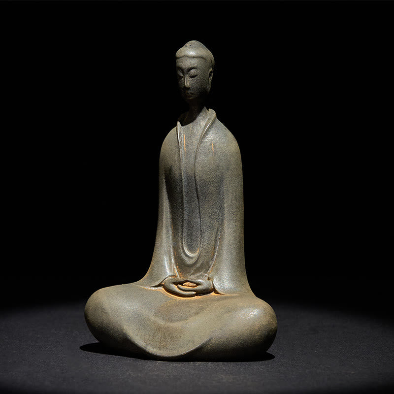 Buddha Stones手作り 釈迦牟尼仏 鉄粉 錆 鋳造 樹脂 像 家の装飾 - image 11