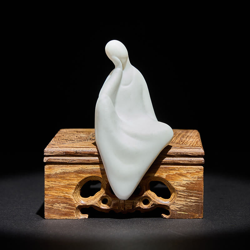 Buddha Stones無形の仏陶器 ウェンジ木製 机 静寂 装飾 - 仏像と小さな四角いテーブル - image 0