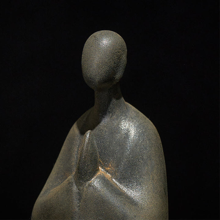 Buddha Stones手作り無形の仏鉄粉 錆 鋳造樹脂 像 装飾 11.5*9*6.5 cm - image 5