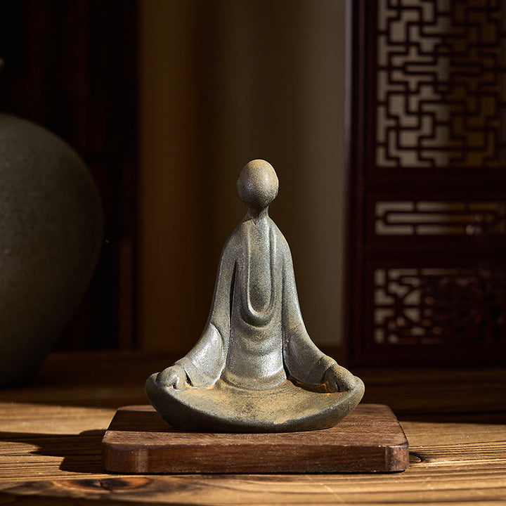 Buddha Stones手作り 座像無形の仏鉄粉 錆 鋳造 樹脂 像 装飾 - image 5