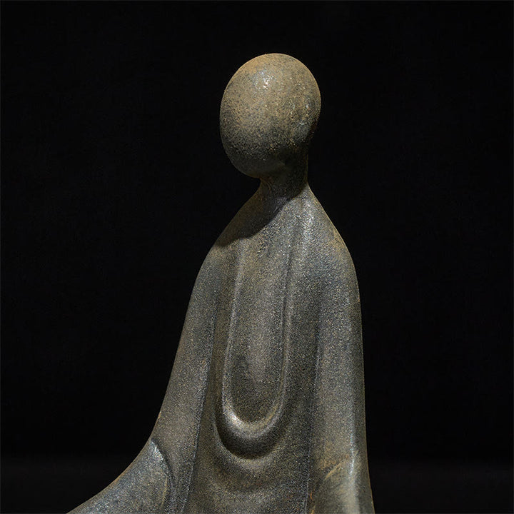 Buddha Stones手作り 座像無形の仏鉄粉 錆 鋳造 樹脂 像 装飾 - image 7