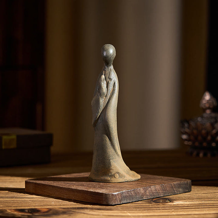 Buddha Stones手作り 立像無形の仏鉄粉 錆 鋳造 樹脂 像 装飾 - image 4