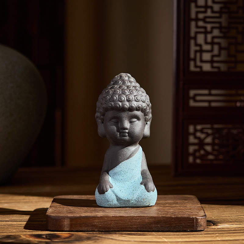 Buddha Stones如来仏 シンボルデザイン 紫粘土 静寂の机飾り - 青い仏像 4*4*8.5 cm - image 7