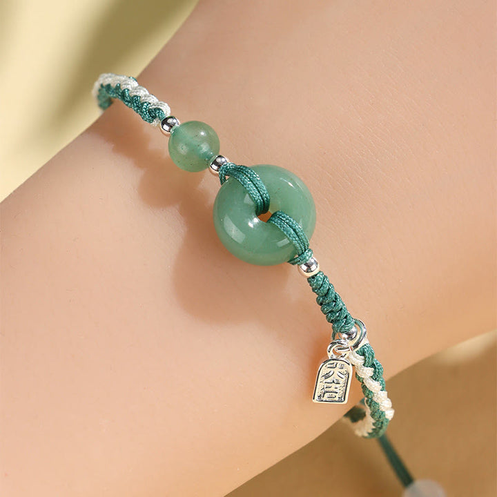Buddha Stonesグリーンアベンチュリンアゲート平和のお守りチャーム幸運ブレスレット - image 1