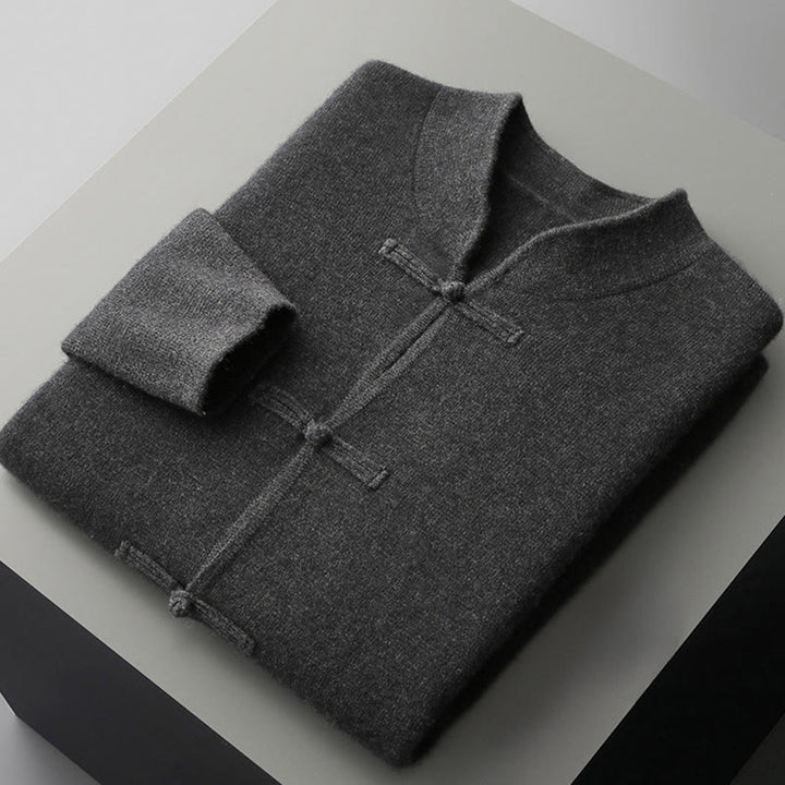 Buddha Stones冬用 無地 中国風 カエルボタン メンズ ウール 長袖 セーター - image 17