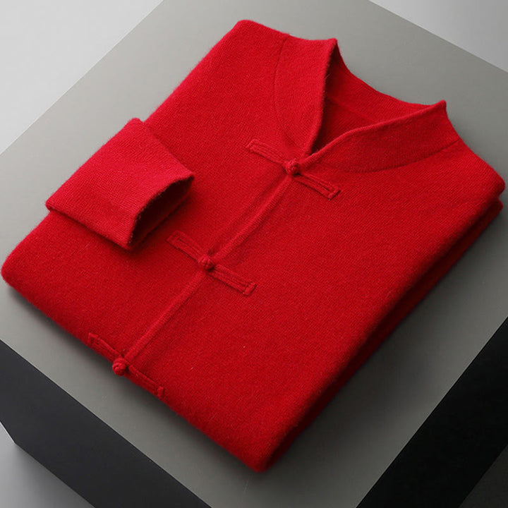 Buddha Stones冬用 無地 中国風 カエルボタン メンズ ウール 長袖 セーター - image 7