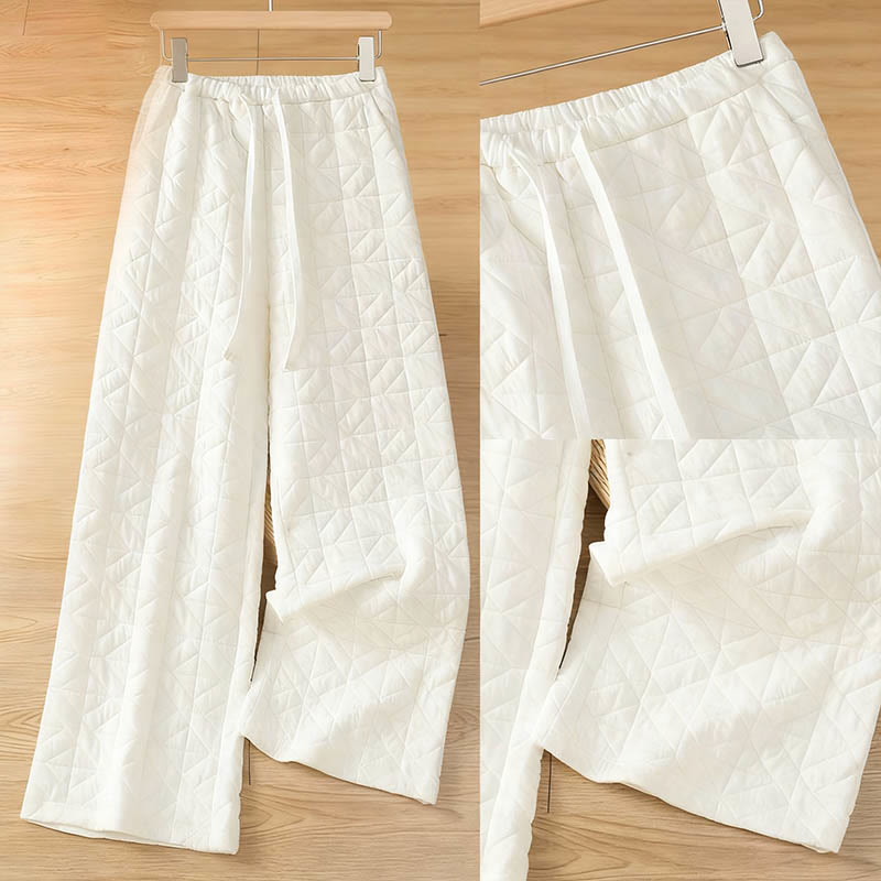 Buddha Stonesレディース 秋冬 無地 ドローストリング サーマル ワイドレッグパンツ ポケット付き - image 7