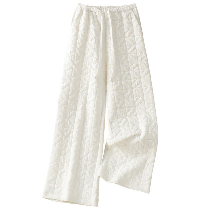 Buddha Stonesレディース 秋冬 無地 ドローストリング サーマル ワイドレッグパンツ ポケット付き - image 8