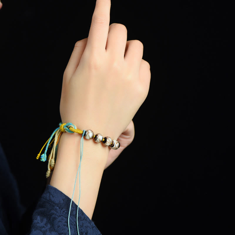 チベット産Buddha Stones琉璃ガラス 健康と安全を祈願する紐ブレスレット - image 4