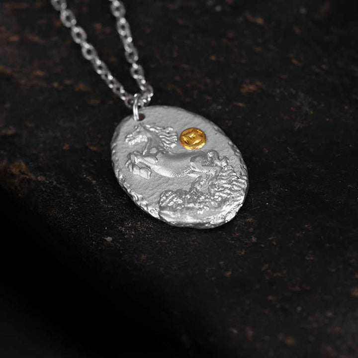 Buddha Stones999スターリングシルバー 馬年 925スターリングシルバーチェーン豊かさのネックレスペンダント - image 2