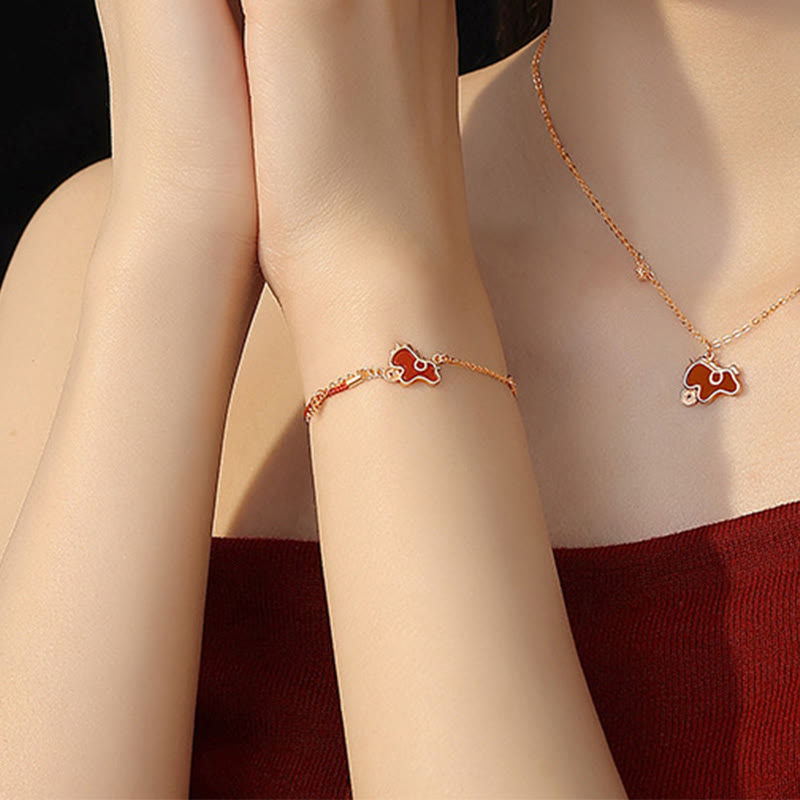 Buddha Stones925スターリングシルバー コイン型 レッドアゲート 馬年 非対称 守護 イヤリング - image 23