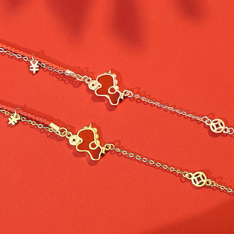 Buddha Stones925スターリングシルバー 馬年赤紐レッドアゲート コインチャーム幸運ブレスレット - image 8