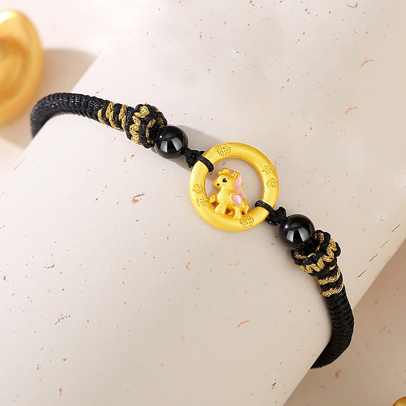 Buddha Stones925スターリングシルバー 馬年平和のお守りチャーム福の字 幸運のネックレスペンダント - 馬の黒い紐ブレスレット - image 15