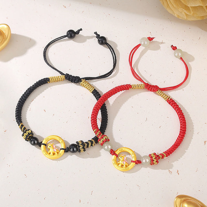 Buddha Stones925スターリングシルバー 馬年平和のお守りチャームバランスストリング カップルブレスレット - image 10