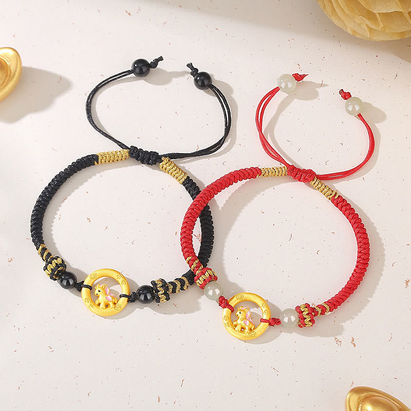 Buddha Stones925スターリングシルバー 馬年平和のお守りチャームバランスストリング カップルブレスレット - image 10