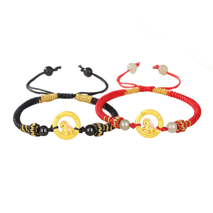 Buddha Stones925スターリングシルバー 馬年平和のお守りチャームバランスストリング カップルブレスレット - image 11