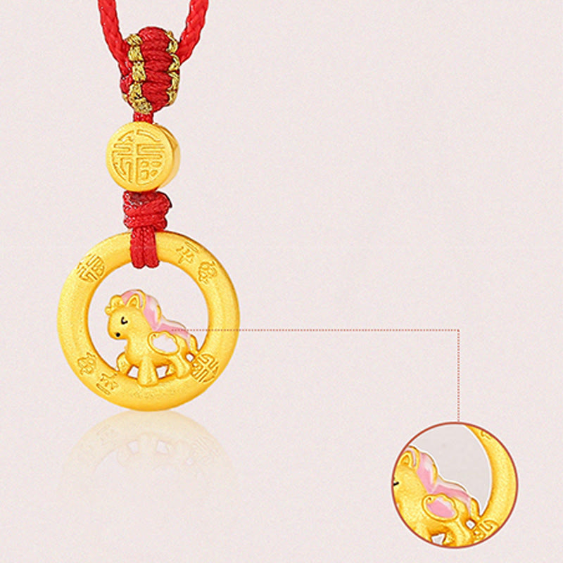 Buddha Stones925スターリングシルバー 馬年平和のお守りチャーム福の字 幸運のネックレスペンダント - image 9