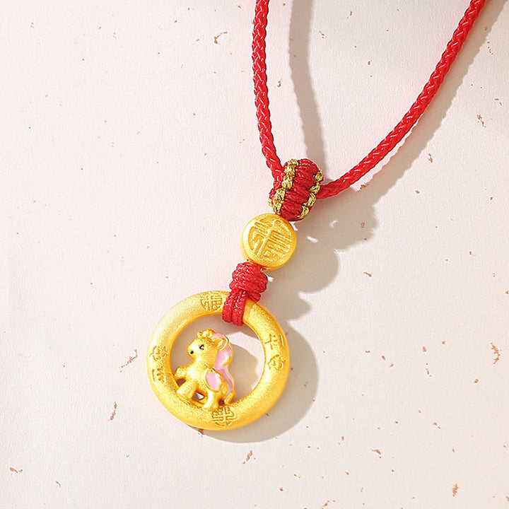 Buddha Stones925スターリングシルバー 馬年平和のお守りチャームバランスストリング カップルブレスレット - 馬の赤紐のネックレス - image 16