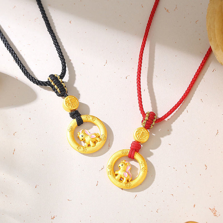 Buddha Stones925スターリングシルバー 馬年平和のお守りチャーム福の字 幸運のネックレスペンダント - image 11