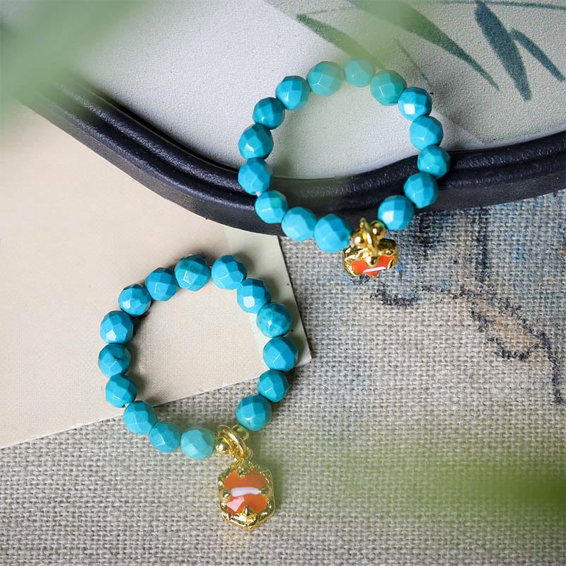 Buddha Stones 4mm 極細ターコイズ ファセットビーズデザイン 強度 弾性リング - image 3