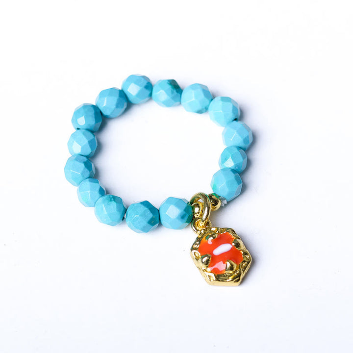 Buddha Stones 4mm 極細ターコイズ ファセットビーズデザイン 強度 弾性リング - image 7