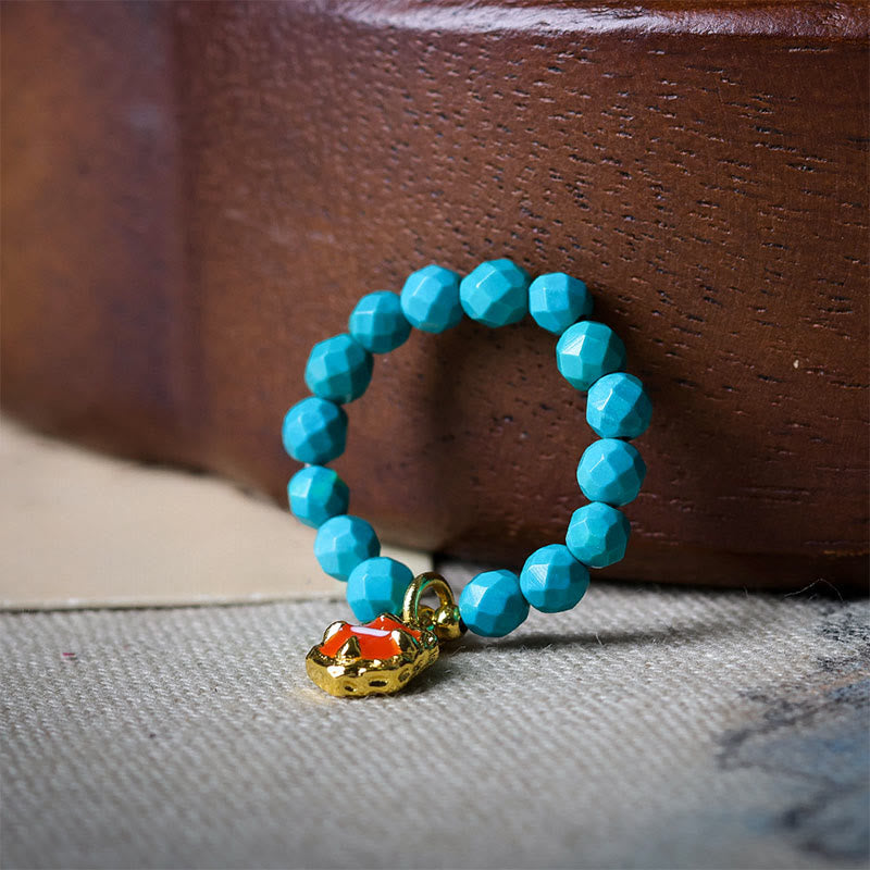 Buddha Stones 4mm 極細ターコイズ ファセットビーズデザイン 強度 弾性リング - image 2