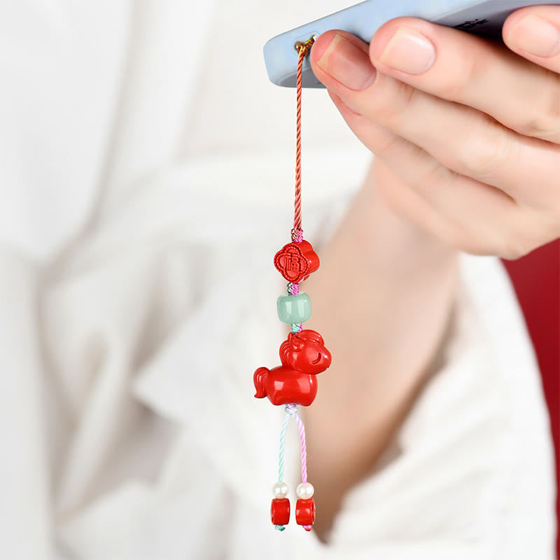 Buddha Stones午年 天然辰砂 福文字良縁祈願携帯電話 吊り下げ 飾り - image 4