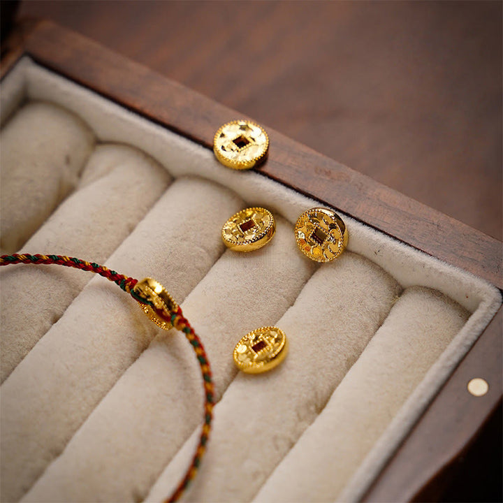 Buddha Stonesハンドメイド 銅貨 チャーム コネクション 編み紐 調節可能 ブレスレット アンクレット - image 7