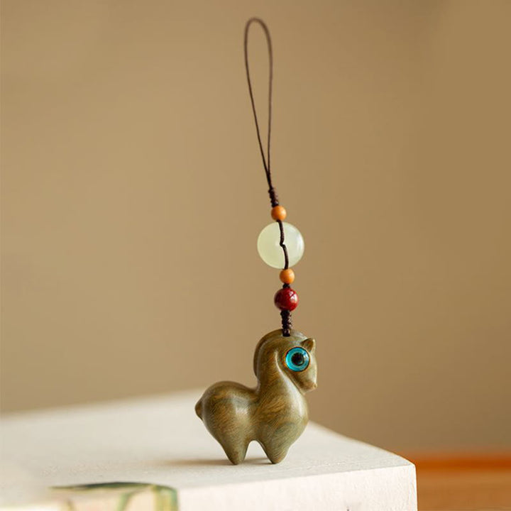 Buddha Stones午年小葉紫檀緑檀黒檀落ち着いたキーホルダー - グリーンサンダルウッド - レギュラーロープ - image 11