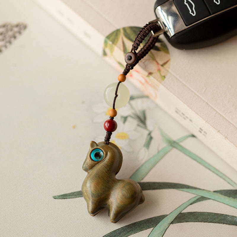 Buddha Stones午年小葉紫檀緑檀黒檀落ち着いたキーホルダー - image 9