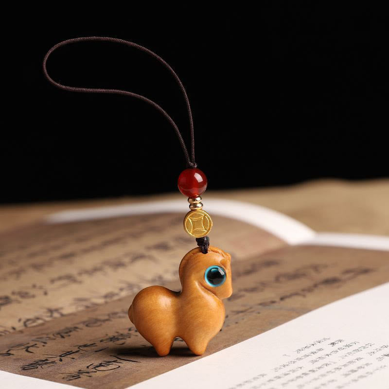 Buddha Stones午年小葉紫檀落ち着いたキーホルダー 携帯電話用吊り下げ飾り - サンダルウッド - 電話用吊り下げ装飾 - image 7