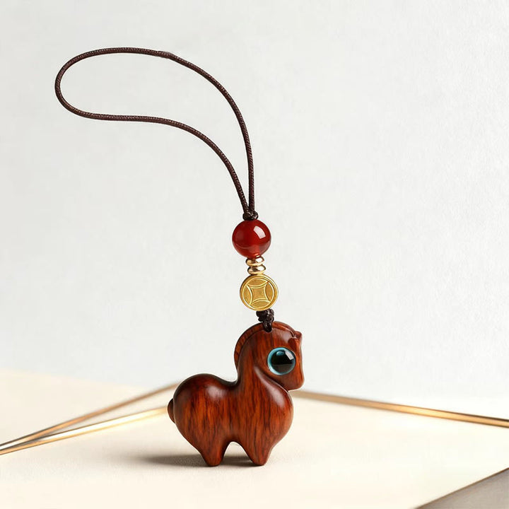 Buddha Stones午年小葉紫檀落ち着いたキーホルダー 携帯電話用吊り下げ飾り - image 2