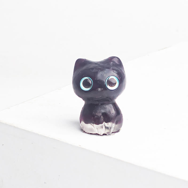 Buddha Stones水晶 ドリップ樹脂 小さな猫 浄化 装飾 像 - image 1
