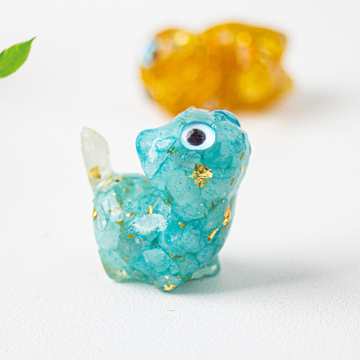 Buddha Stones クリスタルドリップ樹脂製小型猫の安らぎの達成装飾像 - image 10