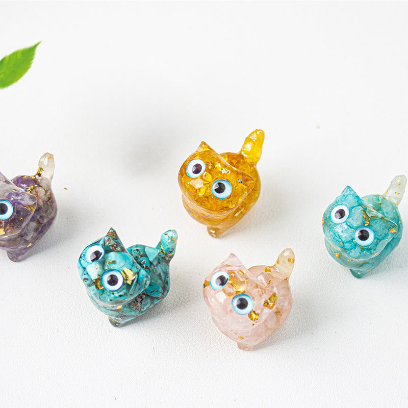 Buddha Stones クリスタルドリップ樹脂製小型猫の安らぎの達成装飾像 - image 29