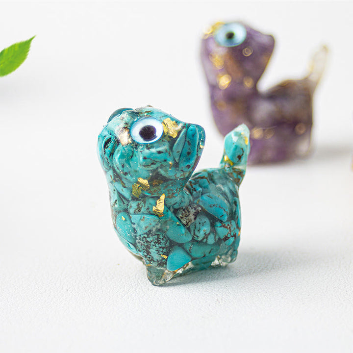 Buddha Stones クリスタルドリップ樹脂製小型猫の安らぎの達成装飾像 - image 7