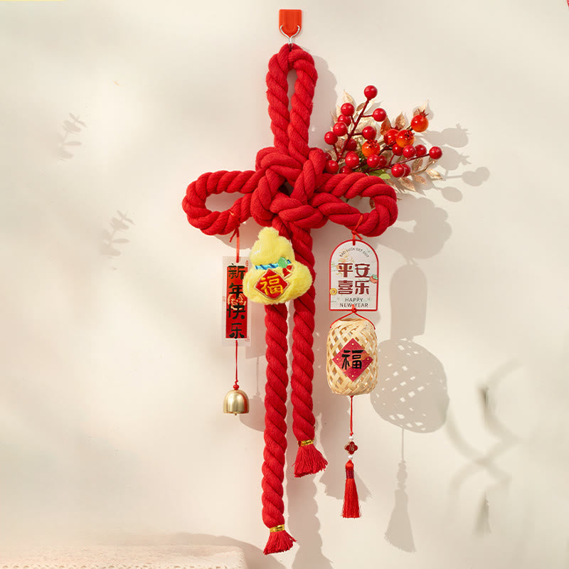 馬年獅子舞い福文字中国結び幸運繁栄Buddha Stones飾り - ひょうたんベル（大サイズ）23×55cm - image 13