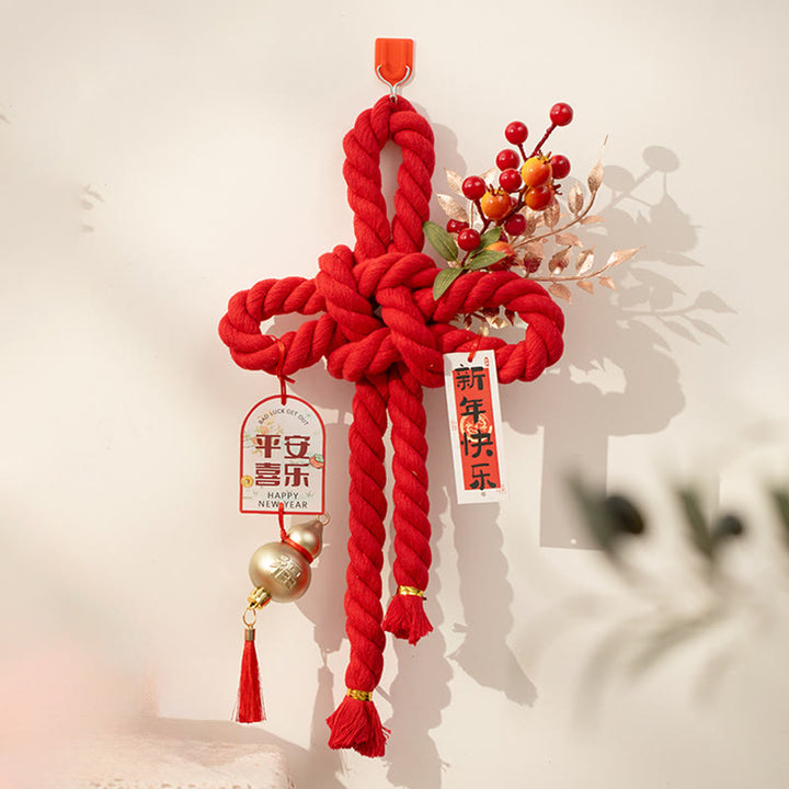 馬年獅子舞い福文字中国結び幸運繁栄Buddha Stones飾り - ひょうたん 中サイズ 20×40 cm - image 6