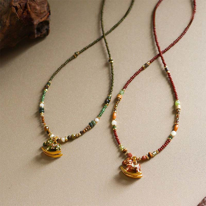 Buddha Stones馬年 銅 タイガーアイ 各種ビーズ バランスネックレス ペンダント - image 0