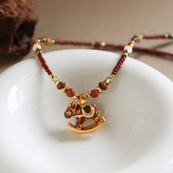 Buddha Stones馬年 銅 タイガーアイ 各種ビーズ バランスネックレス ペンダント - image 3