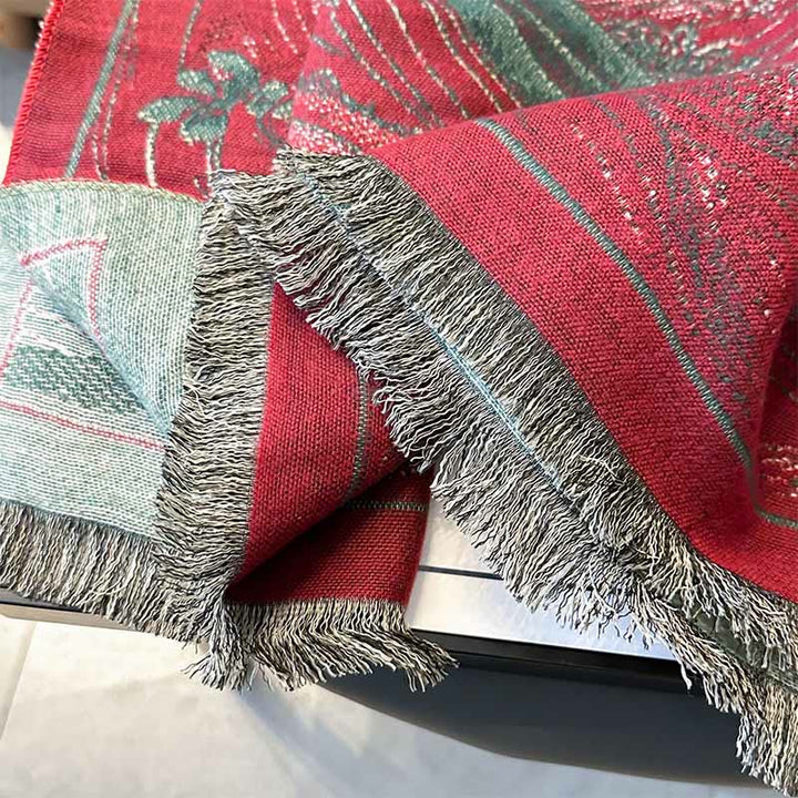 Buddha Stones、秋の蓮の花、海の波模様、ソフトスカーフ、タッセルショール - image 8